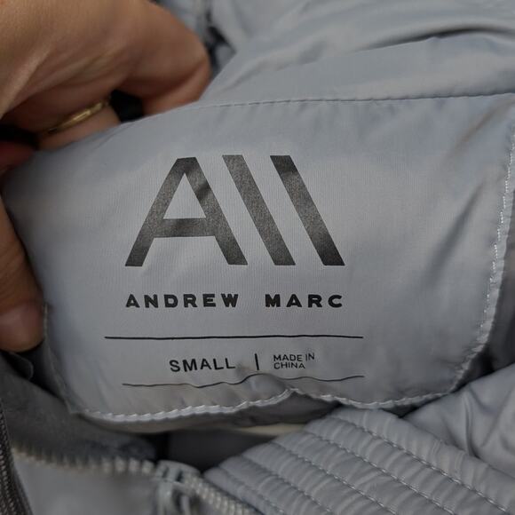 Andrew Marc Blue/Gray Kerr Horizontal Rail Quilted Shell Puffer Vest, size S - Picture 3 of 8